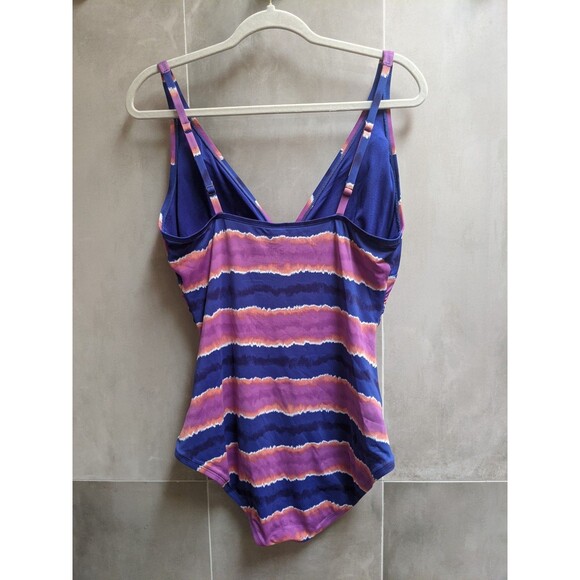 Tommy Bahama One-piece Swimsuit Sz 16 XL Striped Sunset Tankini Ruched Tropical - Picture 7 of 11